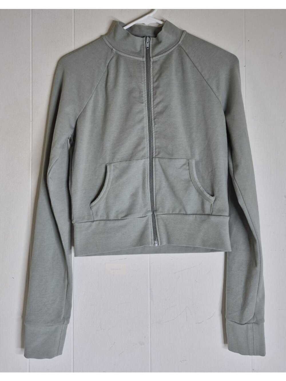 SKIMS Full Zip Cropped Outdoor Track Jacket Mineral Green Women’s Size L NWT